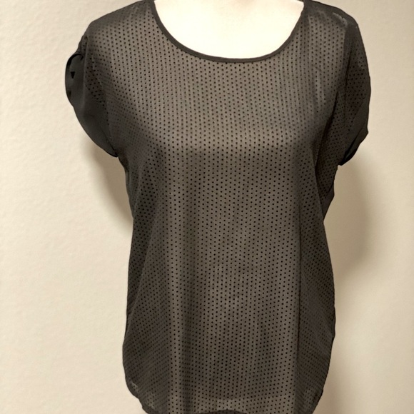 Mango Tops - Women's Size M, MNG Basics Sheer Blouse w/Polka Dot Details in front